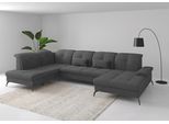 Wohnlandschaft SIT & MORE "Amica, U-Form, inkl. Sitztiefenverstellung und Armteilverstellung", grau, B:357cm H:90cm T:231cm, 90% Polyester, 10% Polyamid, Sofas, Wohnlandschaft, wahlweise mit Kopfteilverstellung, Schlaffunktion und Bettkasten