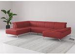 Wohnlandschaft OTTO HOME "Caluna", rot (feuerrot), B:334cm H:81cm T:235cm, Sofas, Wohnlandschaft, Inkl.Sitztiefenverstellung, wahlweise mit Kopf- und Armteilverstellung