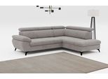 Ecksofa COTTA "Hudson L-Form, B: 256 cm", grau (stone), B:256cm T:207cm, Sofas, Ecksofa, mit Kopfteilverstellung, optional Schlaffunktion & Bettkasten