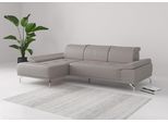 Ecksofa OTTO HOME "Caluna", grau (light grau), B:280cm H:81cm T:174cm, Sofas, Ecksofa, Inkl.Sitztiefenverstellung, wahlweise mit Kopf- und Armteilverstellung