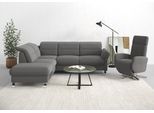 Ecksofa SIT & MORE "Grenoble L-Form mit Federkern", grau, B:247cm H:85cm T:222cm, Sofas, Ecksofa, wahlweise mit Schlaffunktion, Bettkasten, Arm- und Kopfteilverstellung