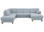 Wohnlandschaft HOME AFFAIRE "Belfort U-Form", blau (aqua), B:314cm H:88cm T:91cm, Luxus-Microfaser Vintageoptik(100% Polyester);Struktur fein ( 100% Polyester);Luxus-Microfaser ALTARA NUBUCK (100% Polyester), Sofas, Wohnlandschaft, mit Federkern, wahlweise mit Schlaffunktion und Stauraum
