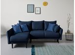 Ecksofa HOME AFFAIRE "Asra L-Form, B: 240 cm", blau (marineblau), B:240cm H:95cm T:170cm, 100% Polyester, Sofas, Ecksofa, Schlaffunktion, Bettkasten, Taschen & 3 Zierkissen, Federkern