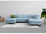 Wohnlandschaft SIT & MORE "Maggiore U-Form", blau (hellblau), B:312cm H:88cm T:224cm, 98% Polyester, 2% Polyamid, Sofas, Wohnlandschaft, wahlweise mit Kopfteilverstellung, Schlaffunktion und Stauraum