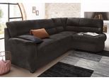 Ecksofa SIT & MORE "Pandora L-Form", schwarz, B:251cm H:91cm T:176cm, Luxus-Microfaser ALTARA NUBUCK (100% Polyester);Luxus-Microfaser ALTARA NUBUCK (100% Polyester);Luxus-Microfaser (100% Polyester), Sofas, Ecksofa, wahlweise mit Schlaffunktion und Bettkasten