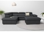 Ecksofa OTTO HOME "Alberto L-Form", schwarz, B:272cm H:73cm T:226cm, Luxus-Microfaser Lederoptik (100% Polyester);Luxus-Microfaser weich (9)0% Polyester / 10% Polyamid;Luxus-Microfaser Vintageoptik (100% Polyester);Microfaser Antiklederoptik (100% Polyester), Sofas, Ecksofa, mit Kopfteilverstellung, wahlweise mit Schlaffunktion