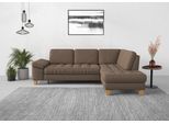 Ecksofa SIT & MORE "Westham L-Form", braun (chocco), B:261cm H:88cm T:179cm, 100% Polyester, Sofas, Ecksofa, mit Ottomane, mit oder ohne Schlaffunktion, Bettkasten, Verstellung