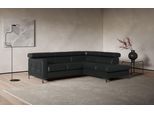 Ecksofa COTTA "Sammy L-Form", schwarz, B:239cm H:74cm T:207cm, Microfaser Primabelle (100% Polyester);Die Rückseite und die Liegefläche der Bettfunktion in NaturLEDER ist mit schwarzem Spannstoff bezogen, Sofas, Ecksofa, mit Kopfteilverstellung, wahlweise mit Schlaffunktion & Bettkasten