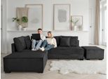 Home affaire "Night & Day L-Form, B: 316 cm mit Dauer-Schlaffunktion 180x200 cm" Set: Sofa & Hocker, Schlaffunktion, Bettkasten & Kissen, Boxspringbett