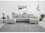 Wohnlandschaft SIT & MORE "Westham U-Form", silber, B:338cm H:88cm T:172cm, 90% Polyester 10%Polyamid, Sofas, Wohnlandschaft, wahlweise mit Schlaffunktion, Bettkasten, Sitztiefenverstellung