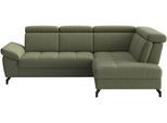 Ecksofa SIT & MORE "Vanity; L-Form, B. 254 cm", grün (olive), B:254cm H:84cm T:197cm, 100% Polyester, Sofas, Ecksofa, Inkl.Sitz-,Kopf-und Armteilverstellung