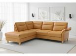 Ecksofa SIT & MORE "Pamela L-Form, Leder, B: 218 cm", grau (curry), B:218cm H:90cm T:212cm, Sofas, Ecksofa, optional Armteilverstellung, Schlaffunktion & Bettkasten