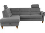 Ecksofa HOME AFFAIRE "Palmera, L-Form, B: 236 cm, Bettfunktion & Bettkasten wählbar", silber, B:236cm H:89cm T:212cm, 100% Polyester;Struktur (100% Polyester);Luxus-Microfaser in Lederoptik (100% Polyester), Sofas, Ecksofa, Federkern-Polsterung, Sitzhöhe 48 cm, handgefertigt, stilvolles Design