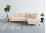 Ecksofa OTTO HOME "Fresh L-Form", beige (creme), B:260cm H:79cm T:220cm, 100% Polyester, Sofas, Ecksofa, Federkern, wahlweise Kopfteilverstellung und motorischer Vorziehsitz
