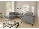 Wohnlandschaft SIT & MORE "Morris Jubi U-Form, B: 300 cm", grau, B:300cm H:83cm T:202cm, 100% Polyester, Sofas, Wohnlandschaft, mit Armteilfunktion & 1 Zierkissen, optional Schlaffunktion