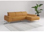 Ecksofa OTTO HOME "Caluna, L-Form, B:280cm, Federkern, in Stoff und Leder", gelb (curry), B:280cm H:81cm T:174cm, Sofas, Ecksofa, Inkl.Sitztiefenverstellung, wahlweise mit Kopf- und Armteilverstellung