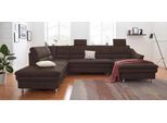 Wohnlandschaft SIT & MORE "Cardoso U-Form", braun (dunkelbraun), B:324cm H:90cm T:90cm, Luxus-Microfaser 1 (100% Polyester);Luxus-Microfaser 2 (100% Polyester);Luxus-Microfaser ALTARA NUBUCK (100% Polyester), Sofas, Wohnlandschaft, mit Federkern und Kopfstützen, mit Schlaffunktion und Relaxfunktion
