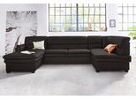 Wohnlandschaft SIT & MORE "Pisa U-Form", schwarz, B:319cm H:89cm T:168cm, Flachgewebe (100% Polyester);Luxus-Microfaser1 (100% Polyester);Luxus Microfaser2 (90% Polyester, 10% Polyamid), Sofas, Wohnlandschaft, mit Federkern, wahlweise mit Schlaffunktion