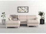 Ecksofa SIT & MORE "Marano L-Form", beige (creme), B:257cm T:166cm, 100% Polyester, Sofas, Ecksofa, inklusive Kopfteilverstellung, optional Schlaffunktion & Bettkasten