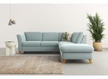 Ecksofa HOME AFFAIRE "Trelleborg L-Form", blau (aqua), B:252cm H:86cm T:213cm, 100% Polyester, Sofas, Ecksofa, Federkern-Polsterung, wahlweise mit Schlaffunktion und Stauraum
