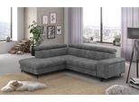 Ecksofa COTTA "Emma L-Form, B: 262 cm", grau (steel), B:262cm H:97cm T:215cm, Sofas, Ecksofa, mit Kopfteilverstellung, optional Schlaffunktion & Bettkasten
