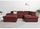 Ecksofa OTTO HOME "Alberto L-Form", rot (merlot), B:272cm H:73cm T:226cm, Luxus-Microfaser Lederoptik (100% Polyester);Luxus-Microfaser weich (9)0% Polyester / 10% Polyamid;Luxus-Microfaser Vintageoptik (100% Polyester);Microfaser Antiklederoptik (100% Polyester), Sofas, Ecksofa, mit Kopfteilverstellung, wahlweise mit Schlaffunktion