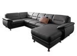Wohnlandschaft SIT & MORE "Mailand U-Form, B: 312 cm, XXL-Couch mit Komfortpolsterung", schwarz, B:312cm H:85cm T:179cm, NaturLEDER (echtes Rindleder)/Korpus passendes Kunstleder Softlux;Luxus-Microfaser Altara Nubuck (100% Polyester);Kunstleder Softlux;Luxus-Kunstleder, Sofas, Wohnlandschaft, mit Schlaffunktion, Liegefl. 122x247 cm, diverse Lederqualitäten