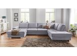Wohnlandschaft SIT & MORE "Santorini U-Form", grau, B:340cm H:82cm T:224cm, Luxus-Microfaser ALTARA NUBUCK (100% Polyester) / Struktur (100% Polyester);Flachgewebe (100% Polyester) / Struktur (100% Polyester), Sofas, Wohnlandschaft, mit Federkern und Sitztiefenverstellung, wahlweise mit Schlaffunktion