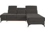 Ecksofa OTTO HOME "Cardiz L-Form", grau (anthrazit), B:246cm H:83cm T:173cm, Webstoff (100% Polyester);Luxus-Microfaser Paris (90% Polyester/10% Polyamid);Struktur fein (100% Polyester);Samtoptik (100% Polyester), Sofas, Ecksofa, inkl.Kopfteilverstellung und Federkern wahlweise mit Schlaffunktion