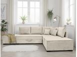Ecksofa HOME AFFAIRE "Night & Day L-Form, B: 316 cm mit Dauer-Schlaffunktion 180x200 cm", beige, B:316cm T:215cm, 100% Polyester, Sofas, Ecksofa, Set: Sofa & Hocker, Schlaffunktion, Bettkasten & Kissen, Boxspringbett