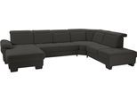 Wohnlandschaft OTTO HOME "Cornwall U-Form", grau (anthrazit), B:360cm H:84cm T:253cm, Struktur fein (100% Polyester);Luxus-Microfaser weich (90% Polyester, 10% Polyamid), Sofas, Wohnlandschaft, inkl. Sitztiefenverstellung, wahlweise mit Schlaffunktion