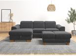 Ecksofa HOME AFFAIRE "Dundee L-Form", grau (anthrazit), B:264cm H:86cm T:170cm, Sofas, Ecksofa, wahlweise mit Kopfteilverstellung und zusätzlich mit Schlaffunktion