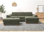 Ecksofa HOME AFFAIRE "Dundee L-Form", grün, B:264cm H:86cm T:170cm, Flachgewebe (100% Polyester), Sofas, Ecksofa, wahlweise mit Kopfteilverstellung und zusätzlich mit Schlaffunktion
