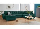 Wohnlandschaft COLLECTION AB "Paris U-Form, B: 310 cm", grün (flaschengrün), B:310cm T:212cm, Samtoptik (100% Polyester), Sofas, Wohnlandschaft, 1 Zierkissen & Federkern, optional Schlaffunktion & Bettkasten