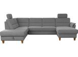 Wohnlandschaft HOME AFFAIRE "Palmera U-Form, B: 308 cm", silber, B:308cm H:89cm T:212cm, 100% Polyester;Struktur (100% Polyester);Luxus-Microfaser in Lederoptik (100% Polyester), Sofas, Wohnlandschaft, optional Schlaffunktion & Bettkasten, Federkern