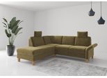 Ecksofa OTTO HOME "Rochelle, L-Form", grün (olive), B:240cm H:90cm T:216cm, 100% Polyester, Sofas, Ecksofa, wahlweise mit Armteilverstellung, Schlaffunktion und Bettkasten