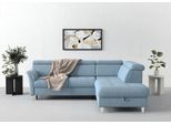Ecksofa SIT & MORE "Marano L-Form", blau (hellblau), B:252cm T:216cm, 98% Polyester, 2% Polyamid, Sofas, Ecksofa, inklusive Kopfteilverstellung, optional Schlaffunktion & Bettkasten