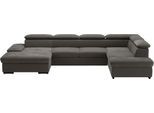 Wohnlandschaft SIT & MORE "Alcudia U-Form", grau (fango), B:349cm H:73cm T:226cm, 100% Polyester, Sofas, Wohnlandschaft, wahlweise mit Schlaffunktion