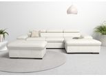 Ecksofa OTTO HOME "Alberto L-Form", weiß (altweiß), B:286cm H:73cm T:174cm, Luxus-Microfaser Lederoptik (100% Polyester);Luxus-Microfaser ALTARA NUBUCK (100% Polyester);Luxus-Microfaser weich (90% Polyester, 10% Polyamid);Microfaser Antiklederoptik, Sofas, Ecksofa, mit Kopfteilverstellung, wahlweise mit Schlaffunktion