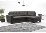 Ecksofa OTTO HOME "Varese", grau (anthrazit), B:226cm H:91cm T:170cm, Sofas, Ecksofa, wahlweise mit Schlaffunktion und Bettkasten