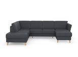 Wohnlandschaft SIT & MORE "Visby U-Form", grau (dunkelgrau), B:303cm H:87cm T:213cm, Sofas, Wohnlandschaft, wahlweise mit Schlaffunktion und Stauraum, frei im Raum stellbar