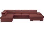 Wohnlandschaft SIT & MORE "Valantine U-Form, B: 349 cm", rot (merlot), B:349cm H:73cm T:226cm, Sofas, Wohnlandschaft, mit Arm- & Kopfteilverstellung, optional mit Schlaffunktion