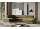 Wohnlandschaft SIT & MORE "U-Form", grün (olive), B:345cm H:79cm T:213cm, 100% Polyester, Sofas, Wohnlandschaft, mit verstellbaren Kopfteilen, wahlweise mit Schlaffunktion