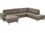 Wohnlandschaft DIE PLANBAR "PN-EM15047 U-Form, ohne Kopfstützen", braun (artischocke), B:309cm H:88cm T:235cm, Sofas, Wohnlandschaft, Echtleder, wahlweise mit Schlaffunktion u. Stauraum