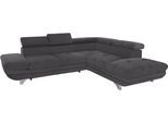 Ecksofa COTTA "Enterprise L-Form", grau, B:273cm H:72cm T:237cm, Struktur (100% Polyester );Chenille (90% Polyester; 10% Polyamid ), Sofas, Ecksofa, mit Arm- & Kopfteilverstellung, wahlweise mit Schlaffunktion