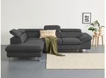 Ecksofa COTTA "Driver L-Form, B: 265cm, moderne Couch, Wellenunterfederung, inkl. 3 x", grau, B:268cm H:73cm T:214cm, Kunstleder SOFTLUX;LEDER BEEFY (ein abgedecktes Spalt-Rindsleder) im Sitz und Rücken (Korpus in Kunstleder);Luxus-Kunstleder;Leder Pampas (echtes Rindsleder) im Sitz und Rücken (Rückseite mit Spannstoff bezogen), Sofas, Ecksofa, Kopfteilverstellung, optional Schlaffunktion & Bettka