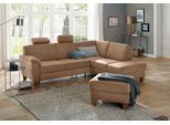 Ecksofa OTTO HOME "Alta L-Form", braun, B:250cm H:89cm T:201cm, Struktur ( 100% Polyester);Struktur fein ( 100% Polyester);Luxus-Microfaser ALTARA NUBUCK (100% Polyester), Sofas, Ecksofa, mit Federkern und Kontrastnaht, Füße Buche eichefarben