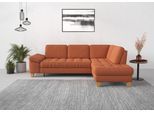 Ecksofa SIT & MORE "Westham L-Form", orange (terra), B:261cm H:88cm T:179cm, 90% Polyester 10%Polyamid, Sofas, Ecksofa, mit Ottomane, mit oder ohne Schlaffunktion, Bettkasten, Verstellung