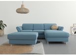 Ecksofa SIT & MORE "Apulia L-Form", blau (hellblau), B:250cm H:78cm T:185cm, Webstoff (100% Polyester);Struktur weich (90% Polyester, 10% Polyamid);Luxus-Microfaser Euphoria (100% Polyester);Samtoptik (100% Polyester), Sofas, Ecksofa, wahlweise Schlaffunktion, Bettkasten und Kopf- und Armteilverstellung