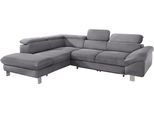 Ecksofa COTTA "Driver L-Form", grau (stone), B:266cm H:73cm T:214cm, Struktur (100% Polyester);Chenille (90% Polyester, 10% Polyamid), Sofas, Ecksofa, mit Kopfteilverstellung, wahlweise mit Schlaffunktion & Bettkasten